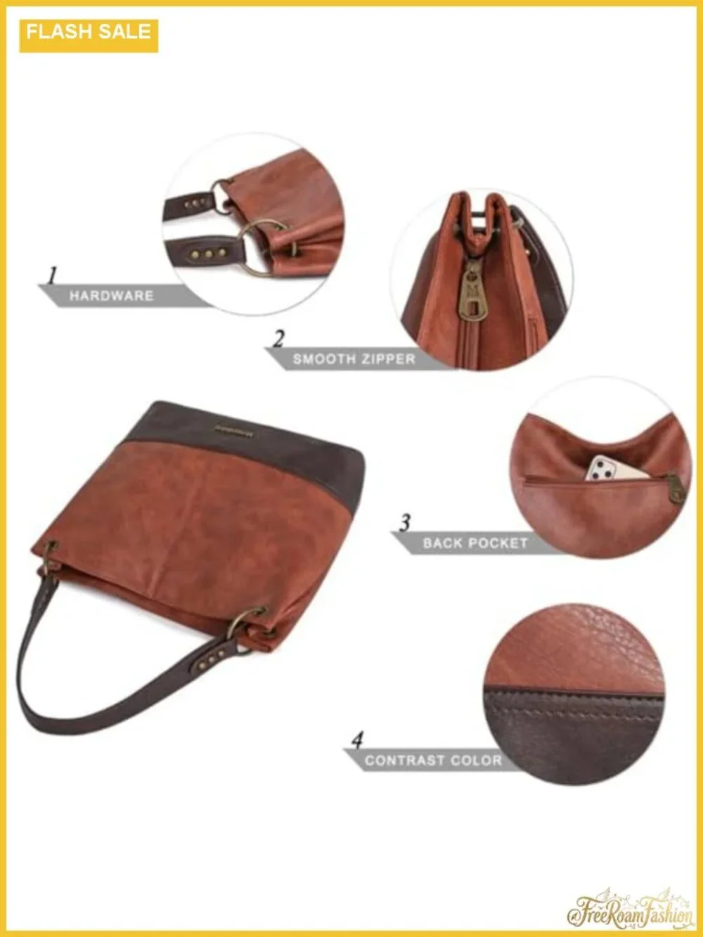 Women's Large Hobo Bag Vegan Leather Slouchy Tote Shoulder Purse
